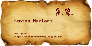 Hentes Mariann névjegykártya